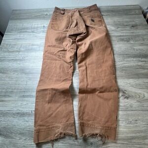 Unknown Canvas Work Pants Mens 32 Brown Wide Leg Distressed Frayed Streetwear